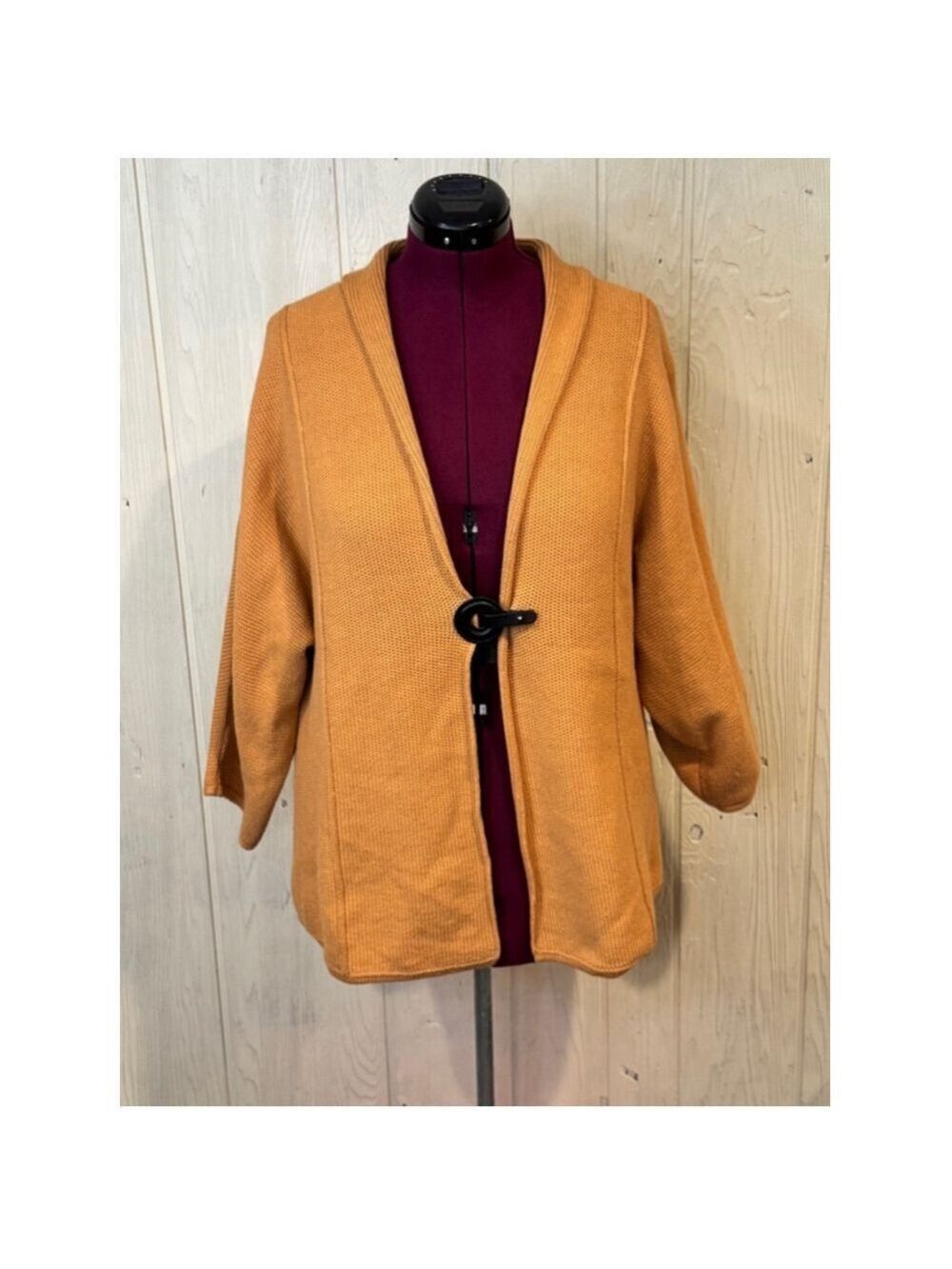 JM Collection Cardigan Sweater Large Mustard